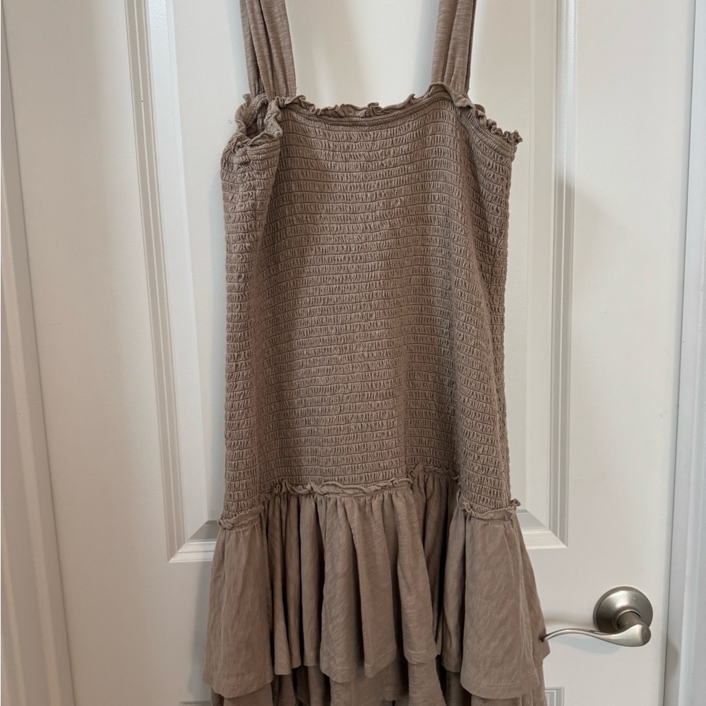 American Eagle Outfitters Taupe Smocked Dress